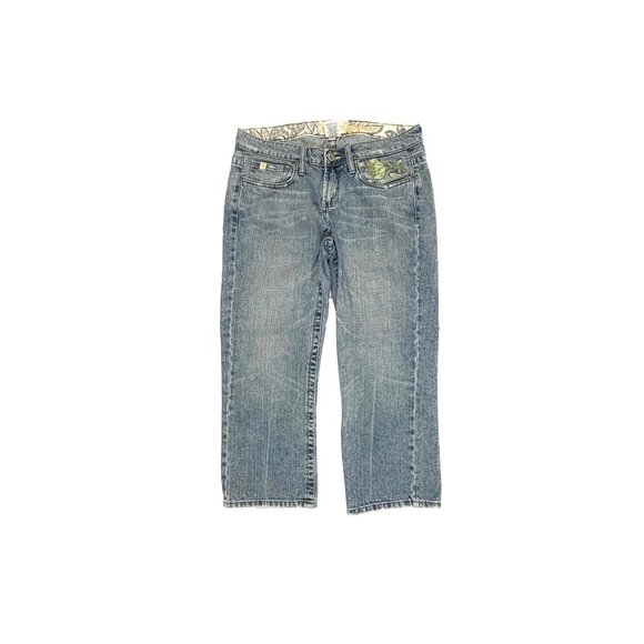 Z. Cavaricci Capri Distressed Embroidered Women's size 7 Medium Blue Denim Jeans - Picture 1 of 3